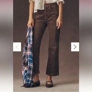 Anthropologie Dark Brown Cropped Corduroy Straight-Leg Pants